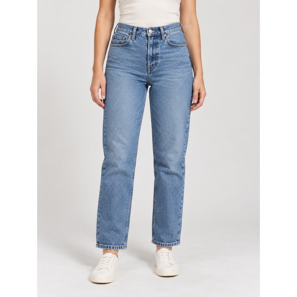American Eagle Super High Rise Ankle Straight Jeans Medium Wash Stretch Size 12